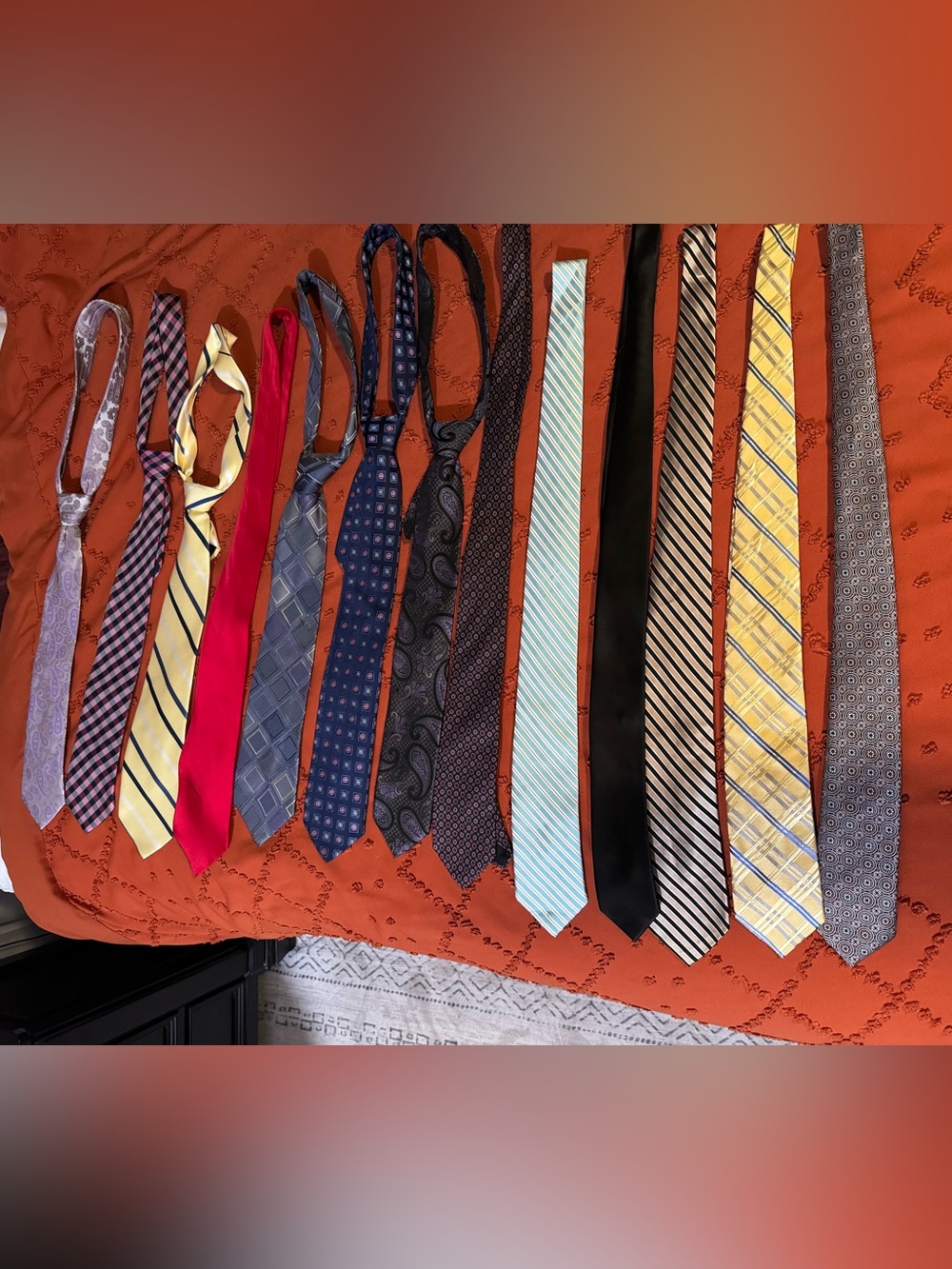 Assorted Men's Silk Necktie Lot in Blue, Yellow, Black, Red 13 ties